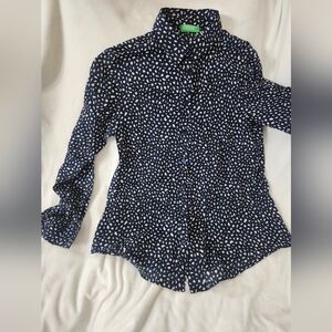 United Colors Of Benetton Dark Blue and White Patterned Top